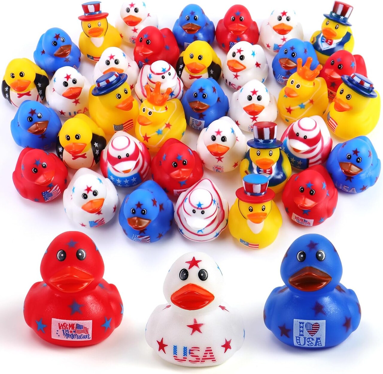 36Pcs Patriotic Rubber Ducks for Kids - 4th of July Gifts Cute Ducks for Jeeps Party Favors